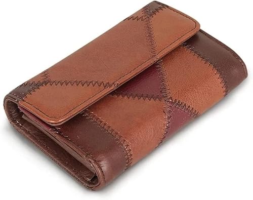 XFZJCHAP WOM Leder Short Wallet Ladies Münzen Geldbörse Nähte Lederklappkartenkartenhalter Retro -Kupplung (Farbe: A, Größe: 14 * 10 * 3 cm) von XFZJCHAP