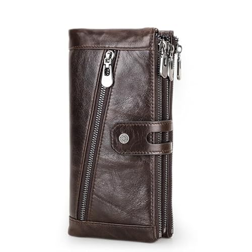 XFZJCHAP WOM Wallet Leder Brieftasche Kartenhalterin Frau Lang Geldbeutel Telefontasche große Kapazität RFID Anti-Diebstahl Pinsel Leder Brieftasche von XFZJCHAP
