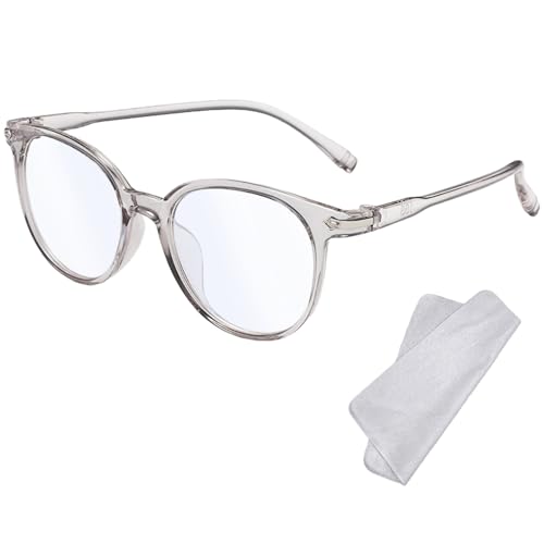 XFentech Blaulicht-Brillen fur Damen Herren - Computer-brille Runder Rahmen Gaming-Lesebrille Blaulichtfilter Brille Anti Augenermüdung Computerspielbrille Unisex-Brille - Transparentes Grau XFentech Blaulicht-Brillen fur Damen Herren - Computer-brille Runder Rahmen Gaming-Lesebrille Blaulichtfilter Brille Anti Augenermüdung Computerspielbrille Unisex-Brille - Transparentes Grau von XFentech