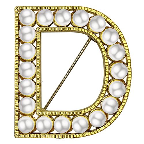 XGALBLA Buchstaben-Brosche, Anstecknadeln (A-Z), beschichtetes Metall, Kunstperle, Brosche für Frauen und Mädchen, inspiriertes Geschenk (goldfarben), Metall Kunstperle, Kunstperle von XGALBLA