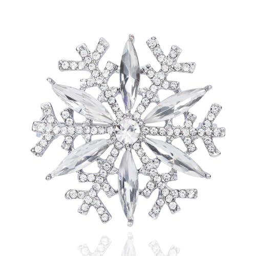 XGALBLA Modische, klare österreichische Kristalle, Winter-Schneeflocken-Brosche für Damen, Weihnachtsschmuck, Modeschmuck, Metall, Kristall Kein Edelstein XGALBLA Modische, klare österreichische Kristalle, Winter-Schneeflocken-Brosche für Damen, Weihnachtsschmuck, Modeschmuck, Metall, Kristall Kein Edelstein von XGALBLA