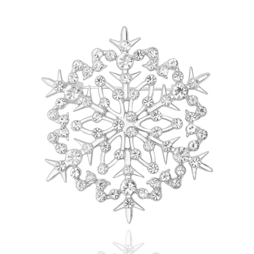 XGALBLA Modische, klare österreichische Kristalle, Winter-Schneeflocken-Brosche für Damen, Weihnachtsschmuck, Modeschmuck, Metall, Kristall Kein Edelstein XGALBLA Modische, klare österreichische Kristalle, Winter-Schneeflocken-Brosche für Damen, Weihnachtsschmuck, Modeschmuck, Metall, Kristall Kein Edelstein von XGALBLA
