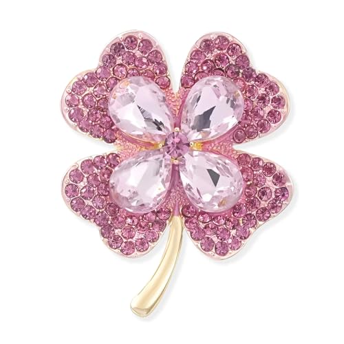 XGALBLA Strass-Brosche Kleeblatt vierblättriges Kristallkleeblatt für Damen, Metall Strass, Strass von XGALBLA