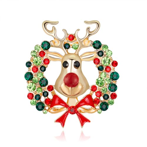 XGALBLA Vintage Strass Weihnachten Kristall Brosche Pins für Frauen Mädchen, Metall, Kristall Kein Edelstein XGALBLA Vintage Strass Weihnachten Kristall Brosche Pins für Frauen Mädchen, Metall, Kristall Kein Edelstein von XGALBLA