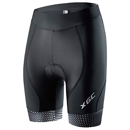 XGC Damen Radhose Radunterhose mit hoher Dichte Hohe Elastizität und hoch atmungsaktiv 4D Schwamm, Schwarz_Weiß, L von XGC