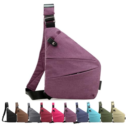 Anti Diebstahl Tasche, Diebstahlsichere Tasche, Anti Diebstahl Taschen, Tasche Diebstahlsicher, Diebstahlsichere Tasche Damen MäNner, Flexr-Tasche Frauen (Purple,Rechte) von XGF