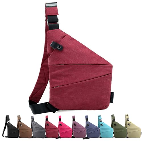 Anti Diebstahl Tasche, Diebstahlsichere Tasche, Anti Diebstahl Taschen, Tasche Diebstahlsicher, Diebstahlsichere Tasche Damen MäNner, Flexr-Tasche Frauen (Wine Red,Rechte) von XGF