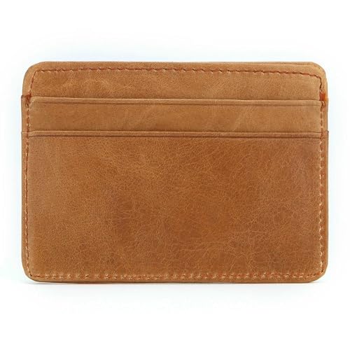 XGMTHBDD GeldböRse Damen Leder -Herren -Karten -Tasche Münze Slim Kreditkartenhalter Brieftasche Für Männer Und Frauen -id -kartentasche-gelblich Braun von XGMTHBDD