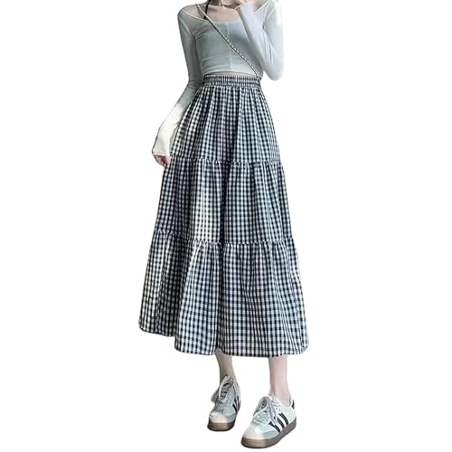 XGMTHBDD Rock Schwarz Weiße Karierte Frauen Sommer A-Linie Halbrocks Schlankes Temperament Mode Fold Student Kleid Kleidung-schwarz XGMTHBDD Rock Schwarz Weiße Karierte Frauen Sommer A-Linie Halbrocks Schlankes Temperament Mode Fold Student Kleid Kleidung-schwarz von XGMTHBDD