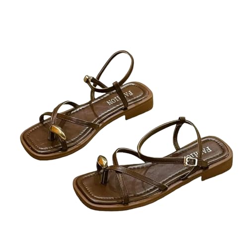 XGMTHBDD sandalen damen Absätze Schuhe Frauen Schwarz Strand Sommer Niedriger Komfort Sport Casual-khaki-36 von XGMTHBDD