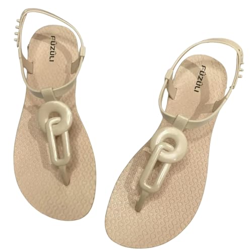 XGMTHBDD sandalen damen Schuhe Sommer Open Toe Outdoor Retro Strandschuhe Frauen Sandale Weiblich-beige-38-39 von XGMTHBDD