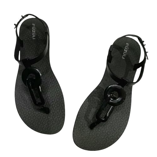 XGMTHBDD sandalen damen Schuhe Sommer Open Toe Outdoor Retro Strandschuhe Frauen Sandale Weiblich-schwarz-40-41 von XGMTHBDD