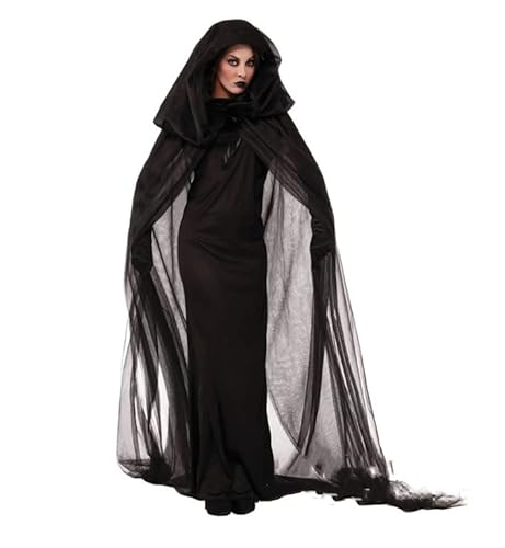 Gotisch Kleid Lang Erwachsene Cosplaykleid Vintage Prinzessin Hexekleid Abendkleid Hofstil Dunkelstil Halloween Vampir Schnüren Kostüm Maxikleid Bodenlangen Elegant Vampirkleider mit Haarschmuck von XGOPTS