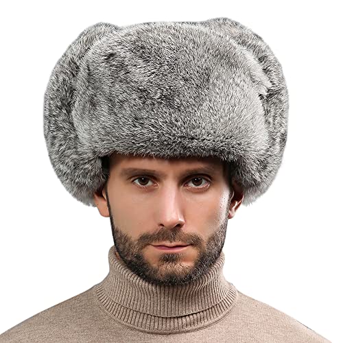 XGOPTS Fliegermütze mit Ohrenklappen Russische Mütze Herren Wintermütze Plüsch Trappermütze Outdoormütze Geeignet für Outdoor-Aktivitäten wie Skifahren Grau von XGOPTS