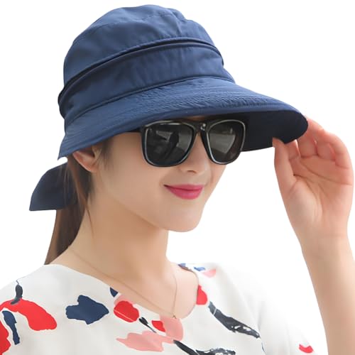 XGOPTS Abnehmbar Sommerkappe Groß Krempe Sonnenmütze Verstellbar Sonnenschutz Strandhut Damen Mädchen Visor Cap Outdoor Golf Damenhut Sport Atmungsaktiv Hut mit Reißverschluss Reisen Wandern von XGOPTS