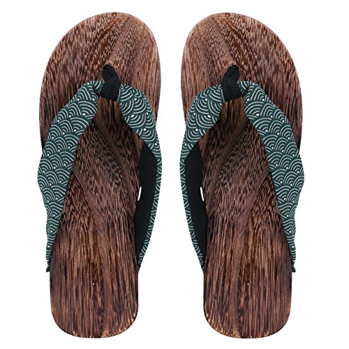 XGOPTS Flip-Flops Japanisch Slippers Holz Zehentrenner Herren Männer Sandalen Rutschfest Schlappen Drachenmuster Strandschuhe Weich Atmungsaktiv Schlappen Elegant Outdoor Strand Spa Kimono Yukata von XGOPTS