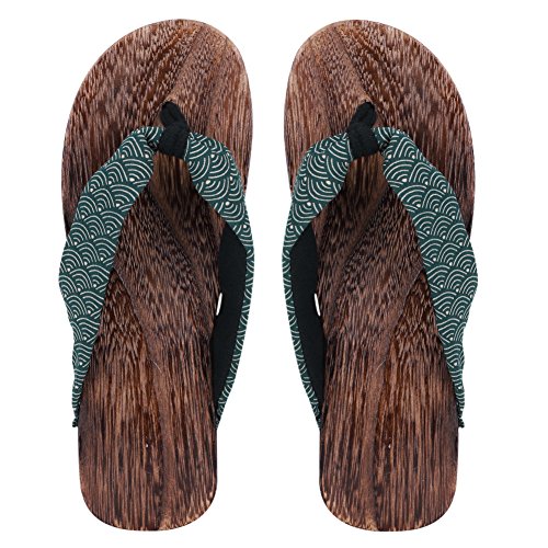 XGOPTS Flip-Flops Japanisch Slippers Holz Zehentrenner Herren Männer Sandalen Rutschfest Schlappen Drachenmuster Strandschuhe Weich Atmungsaktiv Schlappen Elegant Outdoor Strand Spa Kimono Yukata von XGOPTS