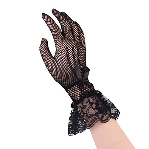 XGOPTS Handschuhe Hochzeit Damen Mädchen Spitzenhandschuhe Mesh Brauthandschuhe Atmungsktiv Elegant Abendhandschuhe Gotisch Fäustlinge Vintage Hochzeit Accessoires Abschlussball Party Cosplay von XGOPTS