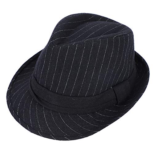 XGOPTS Jazzhut Winter Gangster Filzhut Elegant Klassisch Kappe Atmungsaktiv Outfit Fedora-Hut Herren Vintage Herrenkappe breite Krempe Zylinder Outdoor Streifen Herrenhut Herbst Karneval Gentleman von XGOPTS