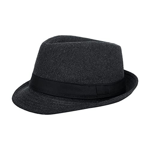 XGOPTS Jazzhut Winter Gangster Filzhut Elegant Klassisch Kappe Atmungsaktiv Outfit Fedora-Hut Herren Vintage Herrenkappe breite Krempe Zylinder Outdoor Streifen Herrenhut Herbst Karneval Gentleman von XGOPTS