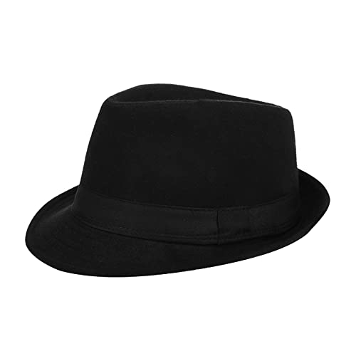 XGOPTS Jazzhut Winter Gangster Filzhut Elegant Klassisch Kappe Atmungsaktiv Outfit Fedora-Hut Herren Vintage Herrenkappe breite Krempe Zylinder Outdoor Streifen Herrenhut Herbst Karneval Gentleman von XGOPTS