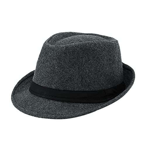 XGOPTS Jazzhut Winter Gangster Filzhut Elegant Klassisch Kappe Atmungsaktiv Outfit Fedora-Hut Herren Vintage Herrenkappe breite Krempe Zylinder Outdoor Streifen Herrenhut Herbst Karneval Gentleman von XGOPTS