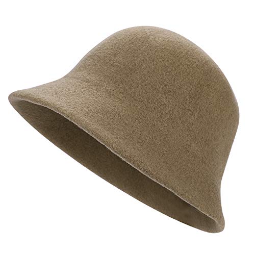 XGOPTS Mütze Damen Winter Fischerhut Wolle Warm Damenmütze Retro Elegant Hut Weich Faltbar Wintermütze Kuppel Einfarbig Filzhut Mädchen Herbst Topfhut mit Krempe Damenhut Weihnachten Neujahr von XGOPTS