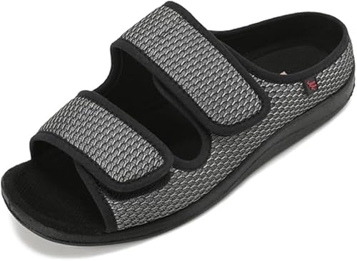 XGOPTS Orthopädische Hausschuhe Damen Orthopädische Sandalen Schuhe Herren Herrenschuhe mit Klettverschluss Verstellbare Weite Verbandsschuhe Unisex Gesundheitsschuhe Therapieschuhe (Grau, 38 EU) von XGOPTS