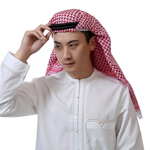 XGOPTS Sommer Turban Muslimisch Hijab Kopftuch Caps Schal Arabisch Gesichtsschleier Hijab-Stirnband Kopfkappe Islamisch Sonnenschutz Kopfkappe Männer Herren Headwrap Outdoor Reise Mit Stirnband von XGOPTS