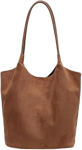 Suede Purse Slouchy Tote Bag Brown Leather Purse Suede Hobo Shoulder Bag Leather Hobo Bags for Wome (1) von XGWDP