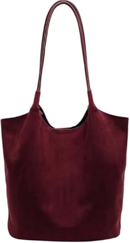Suede Purse Slouchy Tote Bag Brown Leather Purse Suede Hobo Shoulder Bag Leather Hobo Bags for Wome (2) von XGWDP