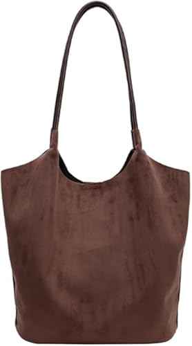 Suede Purse Slouchy Tote Bag Brown Leather Purse Suede Hobo Shoulder Bag Leather Hobo Bags for Wome (3) von XGWDP