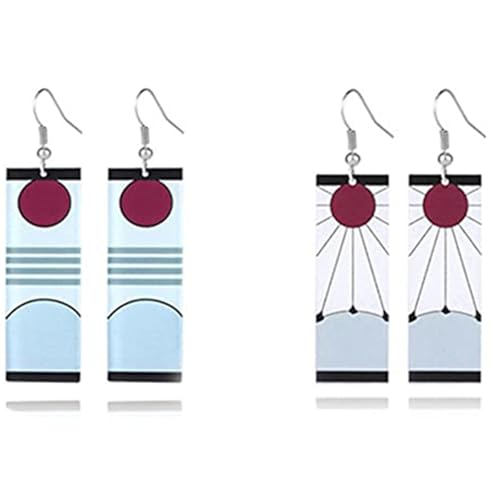 XHBTS 2 Paar Dämonentöter Cosplay Ohrringe Fahrrad Aufkleber Anime Ohrring Cosplay Zubehör Valentinstag Geschenke von XHBTS