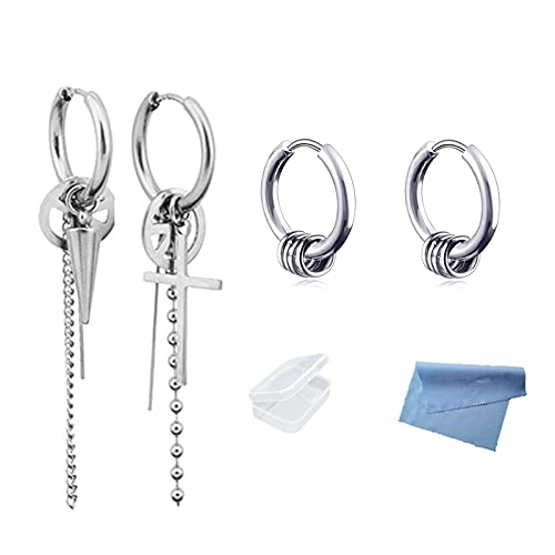 XHBTS Friedenskreuz Ohrringe Bangtan J Silber Ohrstecker für Frauen Männer mit Minituch und Mini-Box von XHBTS