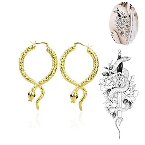 XHBTS Schlange temporäre Tattoos und Punk personalisierte Schlange baumeln Ohrstecker für Frauen übertrieben lange Ohrhänger Halloween Schmuck von XHBTS