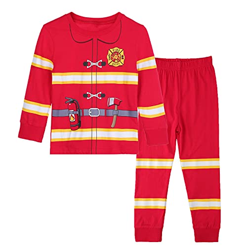 XHBYG Kinder Cartoon Nachtwäsche Set Kinder Jungen Loungewear Kleidung Kleinkind Neujahr Pyjama Weihnachten Nachthemd 2-10 Jahre Alter Feuerwehrmann von XHBYG