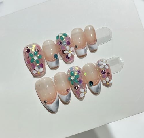XHBYW 10 Stück künstliche Nägel mit rosa Blumen zum Aufdrücken der Nägel, vollständige Abdeckung, künstliche Nägel für Frauen und Mädchen, tägliche Dekoration XHBYW 10 Stück künstliche Nägel mit rosa Blumen zum Aufdrücken der Nägel, vollständige Abdeckung, künstliche Nägel für Frauen und Mädchen, tägliche Dekoration von XHBYW
