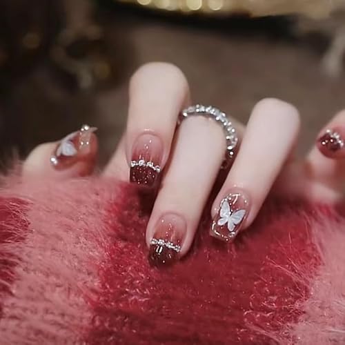 XHBYW Einheitsgröße, 24 Stück, Diamant-Schmetterlings-Glitzer, künstliche Nägel, zum Aufdrücken der Nägel, vollständige Abdeckung, künstliche Nägel für Frauen und Mädchen, tägliche XHBYW Einheitsgröße, 24 Stück, Diamant-Schmetterlings-Glitzer, künstliche Nägel, zum Aufdrücken der Nägel, vollständige Abdeckung, künstliche Nägel für Frauen und Mädchen, tägliche von XHBYW