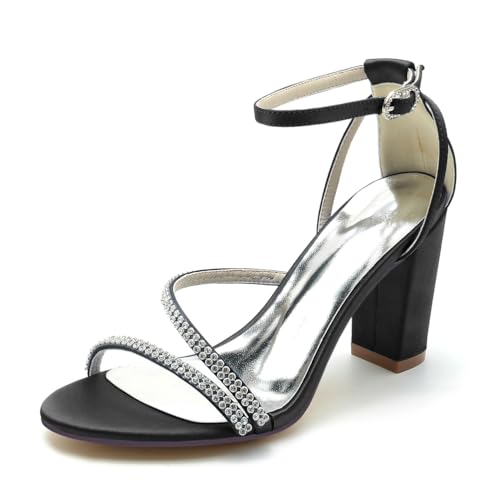 XHLZAAUE Brautschuhe Damen Offener Zeh Knöchelriemen Blockabsatz Hochzeit Kleid Abendschuhe mit Strass,Schwarz,38 EU XHLZAAUE Brautschuhe Damen Offener Zeh Knöchelriemen Blockabsatz Hochzeit Kleid Abendschuhe mit Strass,Schwarz,38 EU von XHLZAAUE