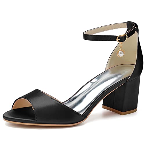 XHLZAAUE Brautschuhe Damen Sandaletten Peep Zehen Knöchelriemen Sommerschuhe mit Blockabsatz 6CM,Schwarz,41 EU XHLZAAUE Brautschuhe Damen Sandaletten Peep Zehen Knöchelriemen Sommerschuhe mit Blockabsatz 6CM,Schwarz,41 EU von XHLZAAUE