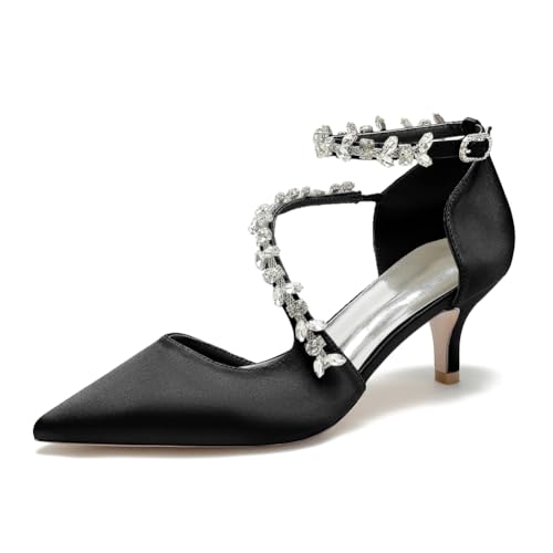 XHLZAAUE Damen Brautschuhe Hochzeitsschuhe Spitzschuh Strass Knöchelriemen Kätzchenabsatz Partei Abendschuhe,Schwarz,43 EU XHLZAAUE Damen Brautschuhe Hochzeitsschuhe Spitzschuh Strass Knöchelriemen Kätzchenabsatz Partei Abendschuhe,Schwarz,43 EU von XHLZAAUE