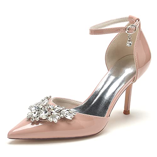 XHLZAAUE Damen Knöchelriemen Spitze Zehen Stöckel Absatz Lackleder Partei Abendschuhe mit Strass,Nude pink,38 EU XHLZAAUE Damen Knöchelriemen Spitze Zehen Stöckel Absatz Lackleder Partei Abendschuhe mit Strass,Nude pink,38 EU von XHLZAAUE