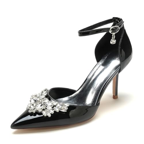 XHLZAAUE Damen Knöchelriemen Spitze Zehen Stöckel Absatz Lackleder Partei Abendschuhe mit Strass,Schwarz,42 EU XHLZAAUE Damen Knöchelriemen Spitze Zehen Stöckel Absatz Lackleder Partei Abendschuhe mit Strass,Schwarz,42 EU von XHLZAAUE