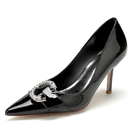 XHLZAAUE Damen Lackleder Spitzschuh Absatzschuhe mit Strass Stöckel Absatz 8.5 cm,Schwarz,37 EU XHLZAAUE Damen Lackleder Spitzschuh Absatzschuhe mit Strass Stöckel Absatz 8.5 cm,Schwarz,37 EU von XHLZAAUE