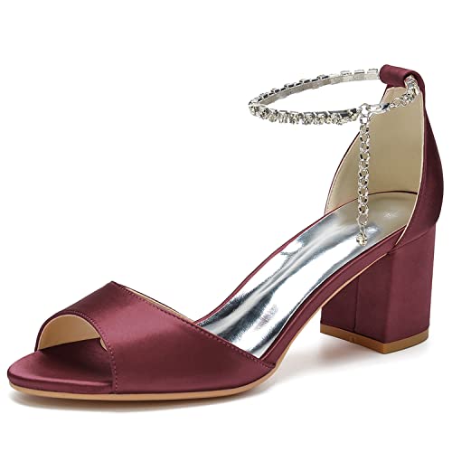 XHLZAAUE Damen Sandaletten Peep Zehen Kristall Ketten Knöchelriemen Sommerschuhe mit Blockabsatz Hochzeit Brautjungfernschuhe,Burgundy,39 EU XHLZAAUE Damen Sandaletten Peep Zehen Kristall Ketten Knöchelriemen Sommerschuhe mit Blockabsatz Hochzeit Brautjungfernschuhe,Burgundy,39 EU von XHLZAAUE