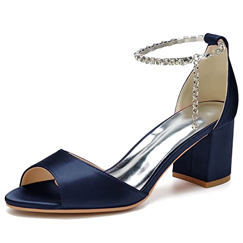 XHLZAAUE Damen Sandaletten Peep Zehen Kristall Ketten Knöchelriemen Sommerschuhe mit Blockabsatz Hochzeit Brautjungfernschuhe,Marine,40 EU XHLZAAUE Damen Sandaletten Peep Zehen Kristall Ketten Knöchelriemen Sommerschuhe mit Blockabsatz Hochzeit Brautjungfernschuhe,Marine,40 EU von XHLZAAUE