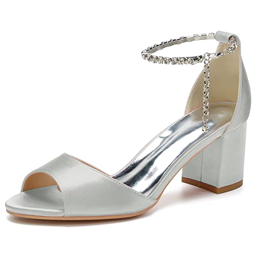 XHLZAAUE Damen Sandaletten Peep Zehen Kristall Ketten Knöchelriemen Sommerschuhe mit Blockabsatz Hochzeit Brautjungfernschuhe,Silber,39 EU XHLZAAUE Damen Sandaletten Peep Zehen Kristall Ketten Knöchelriemen Sommerschuhe mit Blockabsatz Hochzeit Brautjungfernschuhe,Silber,39 EU von XHLZAAUE