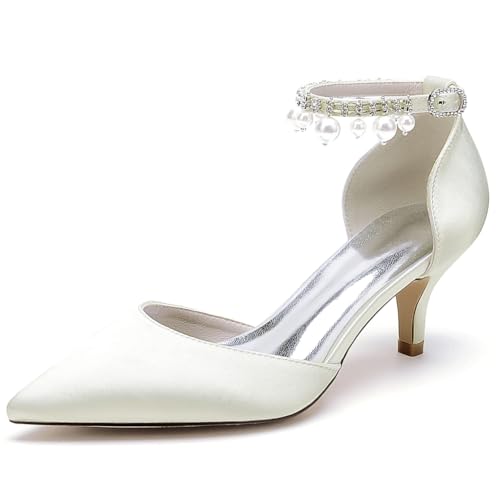 XHLZAAUE Damen Spitzschuh Perle Knöchelriemen Hochzeitsschuhe Brautschuhe Kätzchenabsatz 6CM,Elfenbein,36 EU XHLZAAUE Damen Spitzschuh Perle Knöchelriemen Hochzeitsschuhe Brautschuhe Kätzchenabsatz 6CM,Elfenbein,36 EU von XHLZAAUE