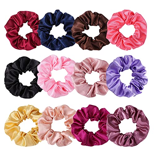 XHNFCU 12 Stück Elastische Haarbänder Frizz Prevention Haargummis, Haargummis für Frauen, Weiche elastische Pferdeschwanzhalter Haarschmuck für Damen, Mädchen und Kinder (12 Farben) von XHNFCU