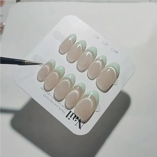 10 Stück rosa handgefertigte französische Nägel, kurze handgefertigte französische Nägel for Frauen und Mädchen, aufhellende Nagelaufkleber, künstliche Nägel(506S) von XHONGDOFC